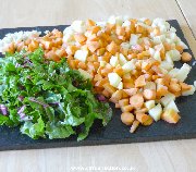 Prepared ingredients for carrot and potato soup