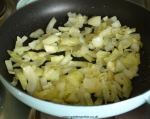 Roighly chopped onions frying