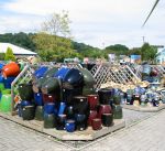 Pots and containers in the plant area